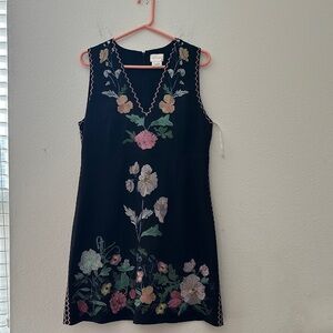Foxiedox Floral Embroidered Black Dress
